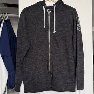 Reebok Men's Charcoal Zip-Up Hoodie with Contrast Drawstrings